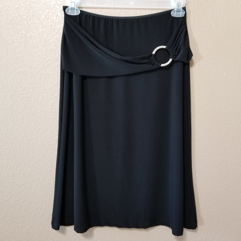 Susan Lawrence Black Stretchy Flare Skirt Sz. Lg